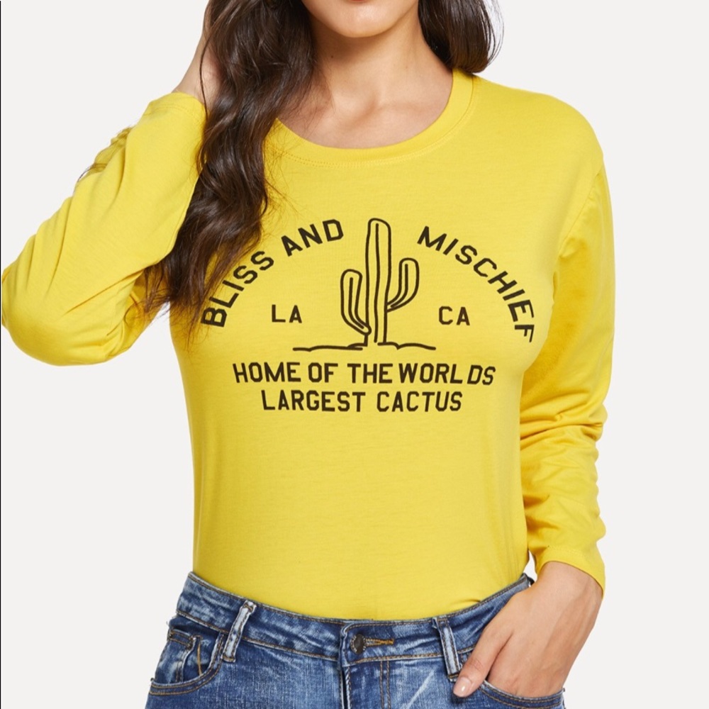 Yellow Long Sleeve Graphic Shirt